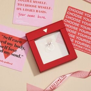 FRED & FAR Self-Love White Sapphire and Sterling Pinky Ring- W (3.5)